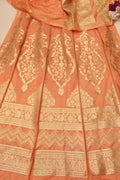 Pastel Orange Banarasi Silk Unstitched Lehenga Set - Luxurion World