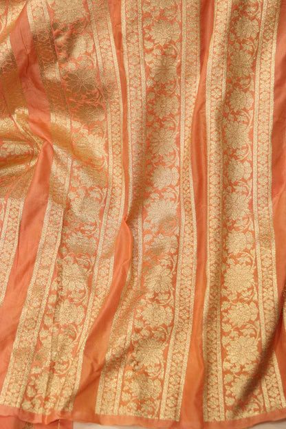 Pastel Orange Banarasi Silk Unstitched Lehenga Set - Luxurion World