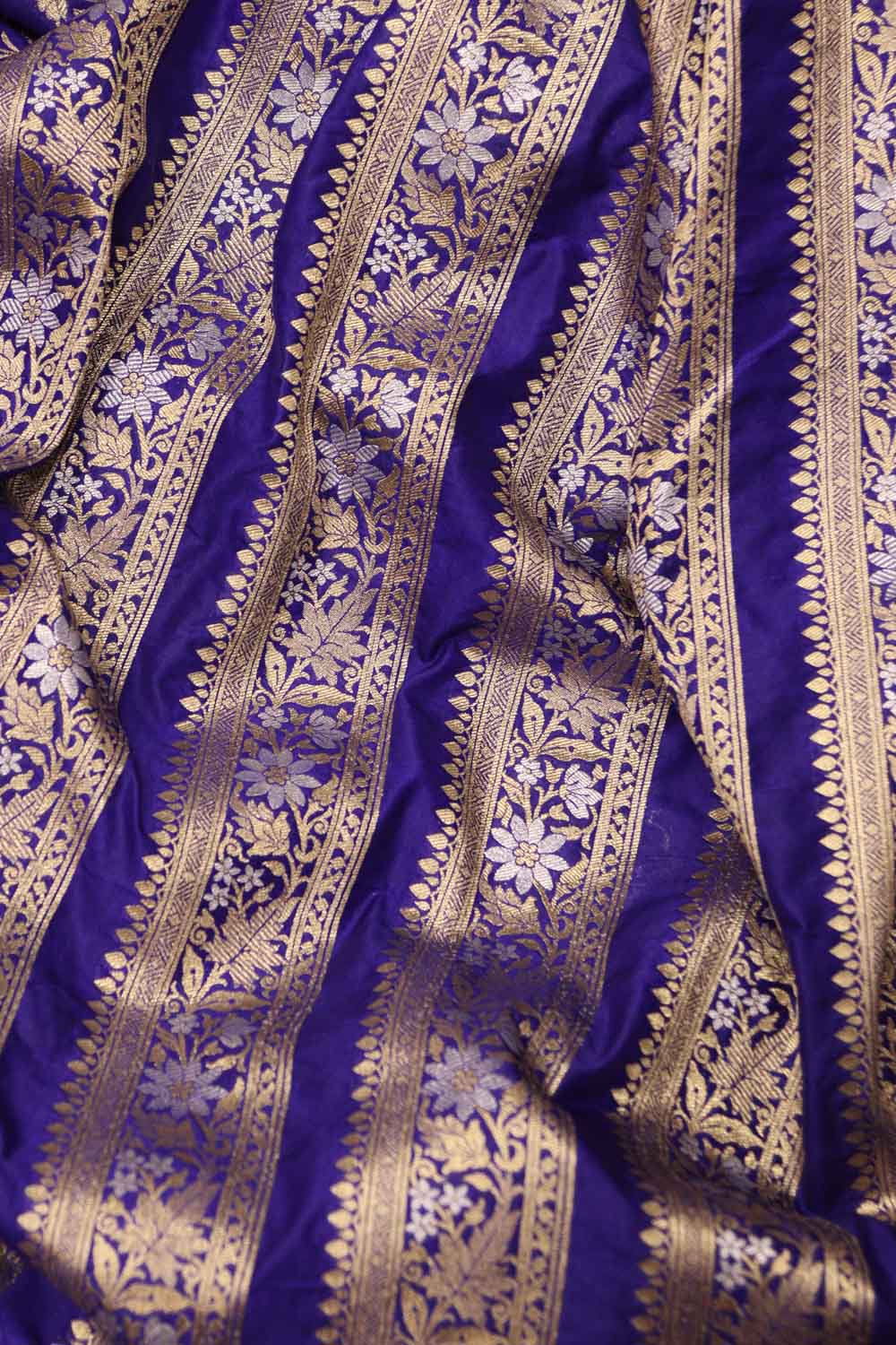 Royal Blue Banarasi Silk Unstitched Lehenga Set - Luxurion World