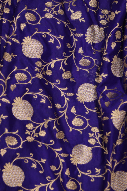 Royal Blue Banarasi Silk Unstitched Lehenga Set - Luxurion World