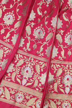 Pink Banarasi Silk Unstitched Lehenga Set - Luxurion World