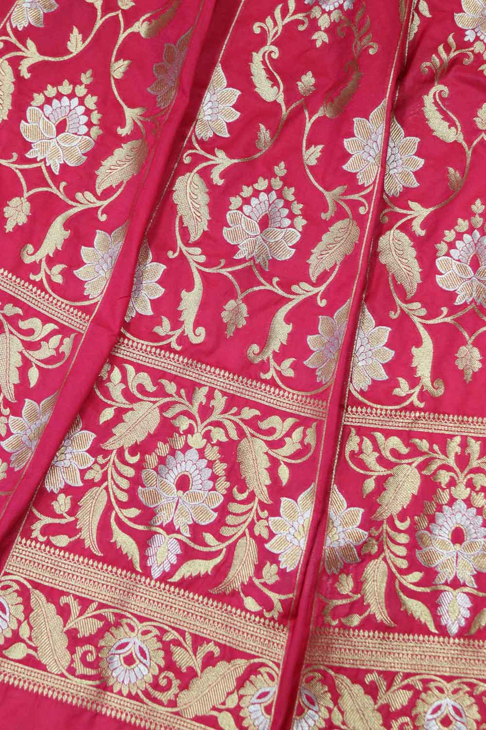 Pink Banarasi Silk Unstitched Lehenga Set - Luxurion World