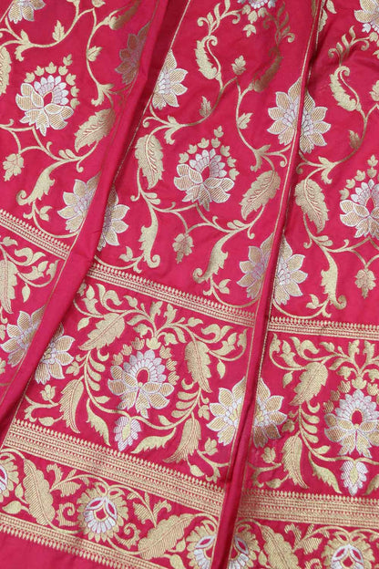 Pink Banarasi Silk Unstitched Lehenga Set - Luxurion World