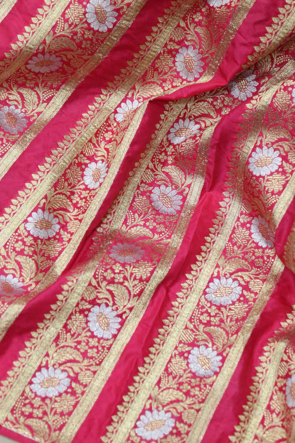 Pink Banarasi Silk Unstitched Lehenga Set - Luxurion World