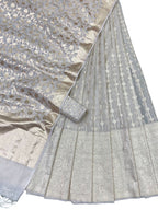 Dyeable Banarasi Chanderi Silk Unstitched Lehenga Set - Luxurion World