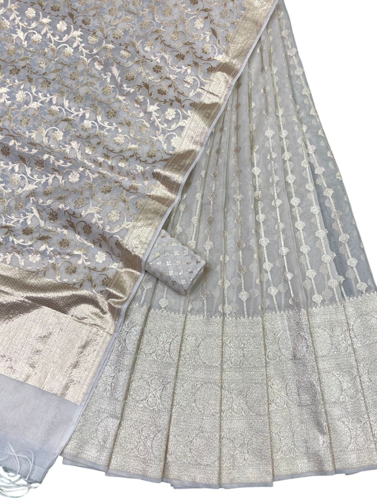 Dyeable Banarasi Chanderi Silk Unstitched Lehenga Set - Luxurion World