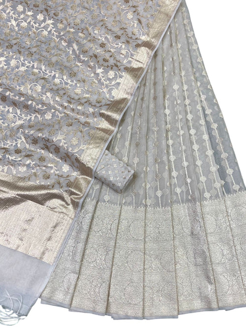 Dyeable Banarasi Chanderi Silk Unstitched Lehenga Set - Luxurion World