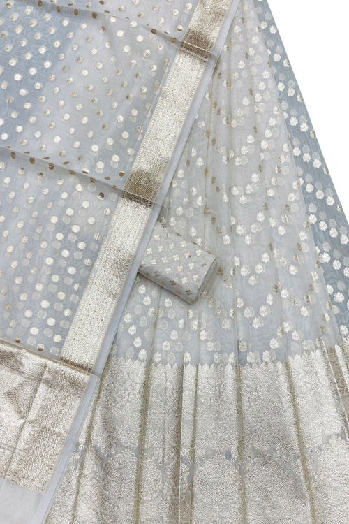Dyeable Banarasi Chanderi Silk Unstitched Lehenga Set - Luxurion World