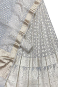 Dyeable Banarasi Chanderi Silk Unstitched Lehenga Set - Luxurion World