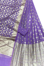 Purple Banarasi Chanderi Silk Unstitched Lehenga Set - Luxurion World