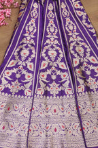 Exquisite Purple Banarasi Katan Silk Lehenga Set - Unstitched - Luxurion World