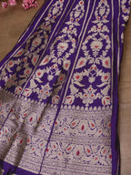 Exquisite Purple Banarasi Katan Silk Lehenga Set - Unstitched - Luxurion World