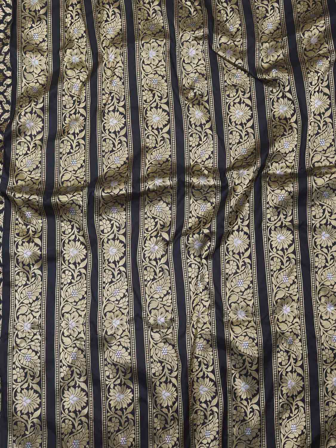 Exquisite Black Banarasi Katan Silk Lehenga Set - Unstitched - Luxurion World