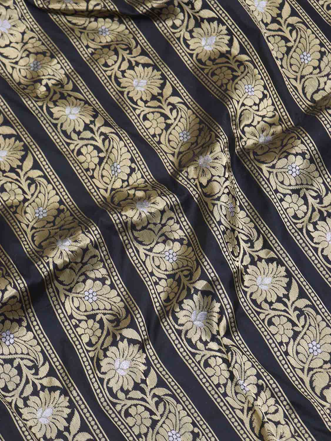 Exquisite Black Banarasi Katan Silk Lehenga Set - Unstitched - Luxurion World
