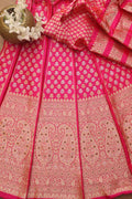Unstitched Pink Banarasi Katan Silk Lehenga Set - Exquisite Design for a Timeless Look - Luxurion World