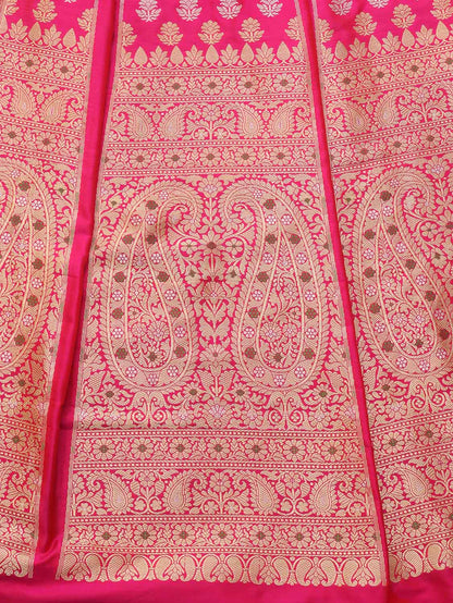 Unstitched Pink Banarasi Katan Silk Lehenga Set - Exquisite Design for a Timeless Look - Luxurion World