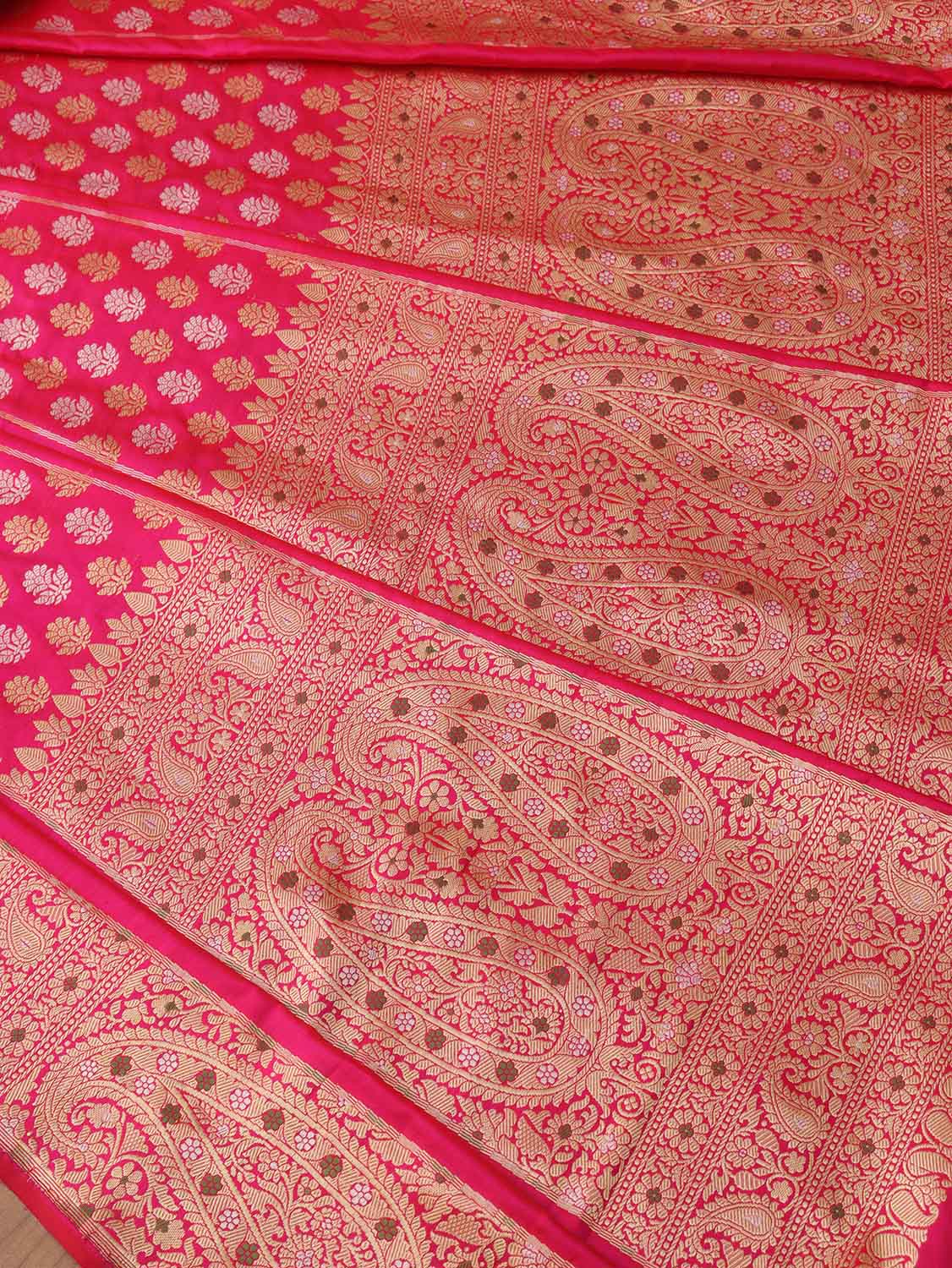 Unstitched Pink Banarasi Katan Silk Lehenga Set - Exquisite Design for a Timeless Look - Luxurion World