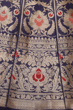 Purple Banarasi Pure Katan Silk Unstitched Lehenga Set - Luxurion World
