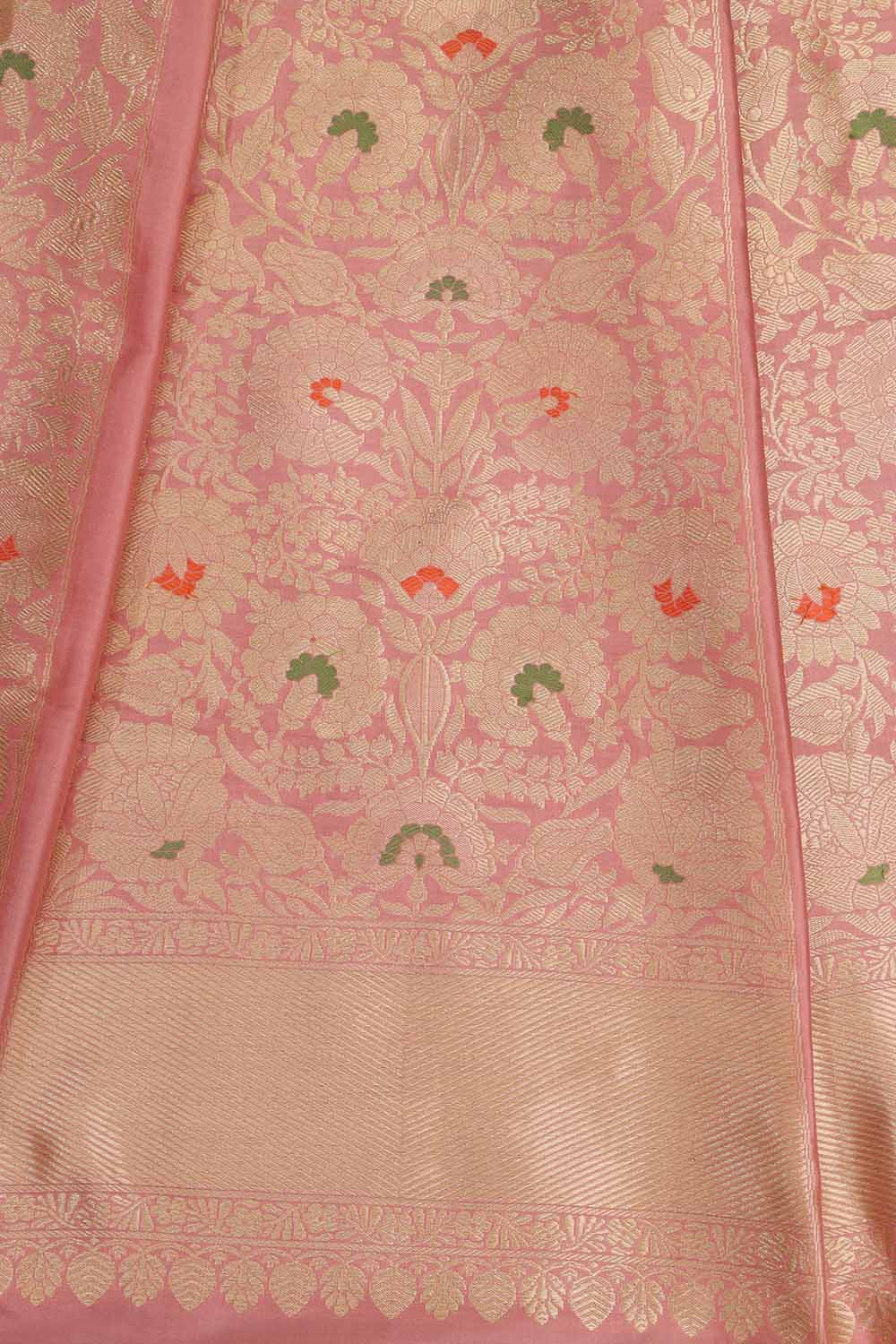 Pink Banarasi Pure Katan Silk Unstitched Lehenga Set - Luxurion World