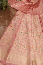 Pink Banarasi Pure Katan Silk Unstitched Lehenga Set - Luxurion World