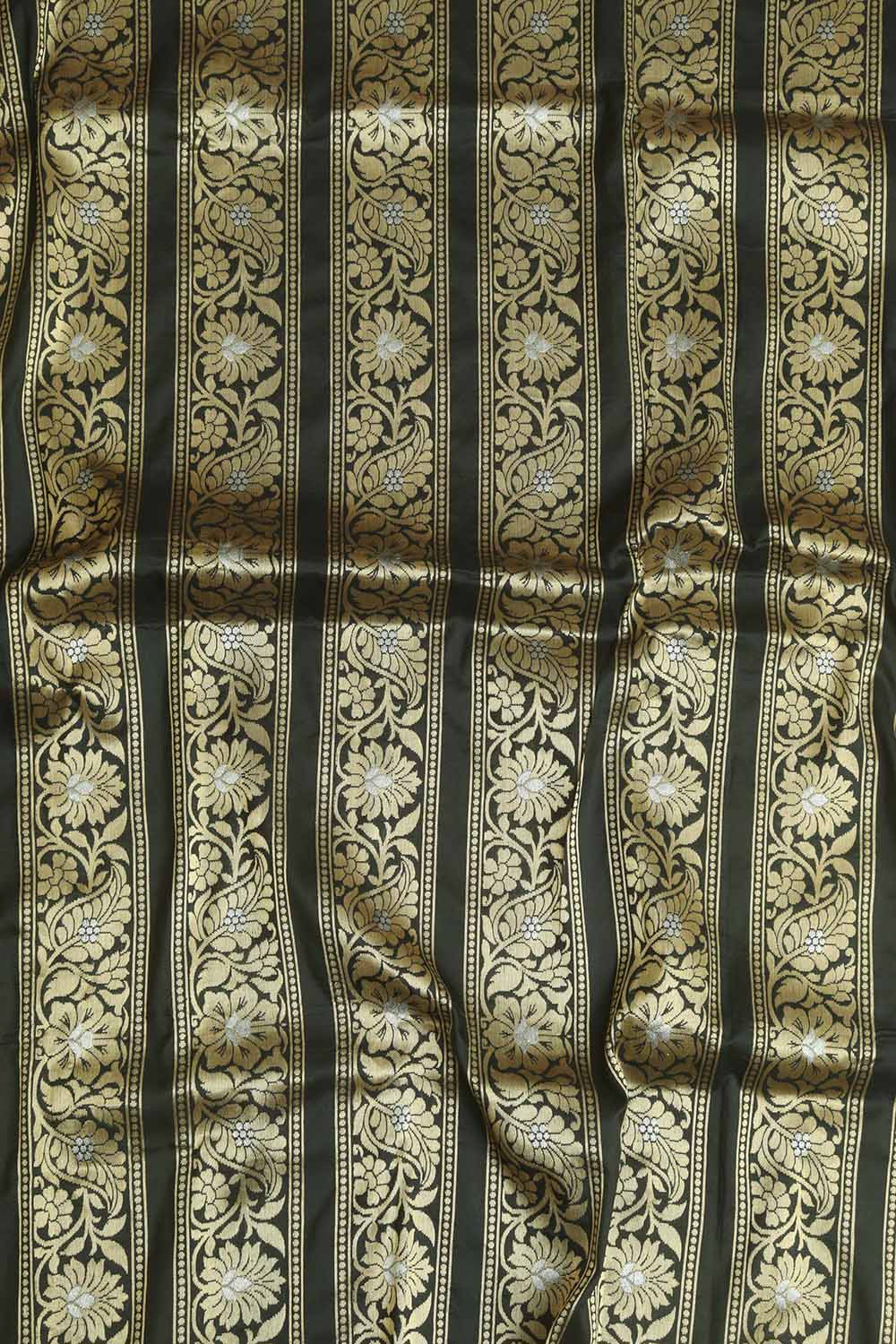 Black Banarasi Pure Katan Silk Unstitched Lehenga Set - Luxurion World