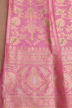 Pink Banarasi Pure Katan Silk Unstitched Lehenga Set - Luxurion World