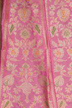 Pink Banarasi Pure Katan Silk Unstitched Lehenga Set - Luxurion World