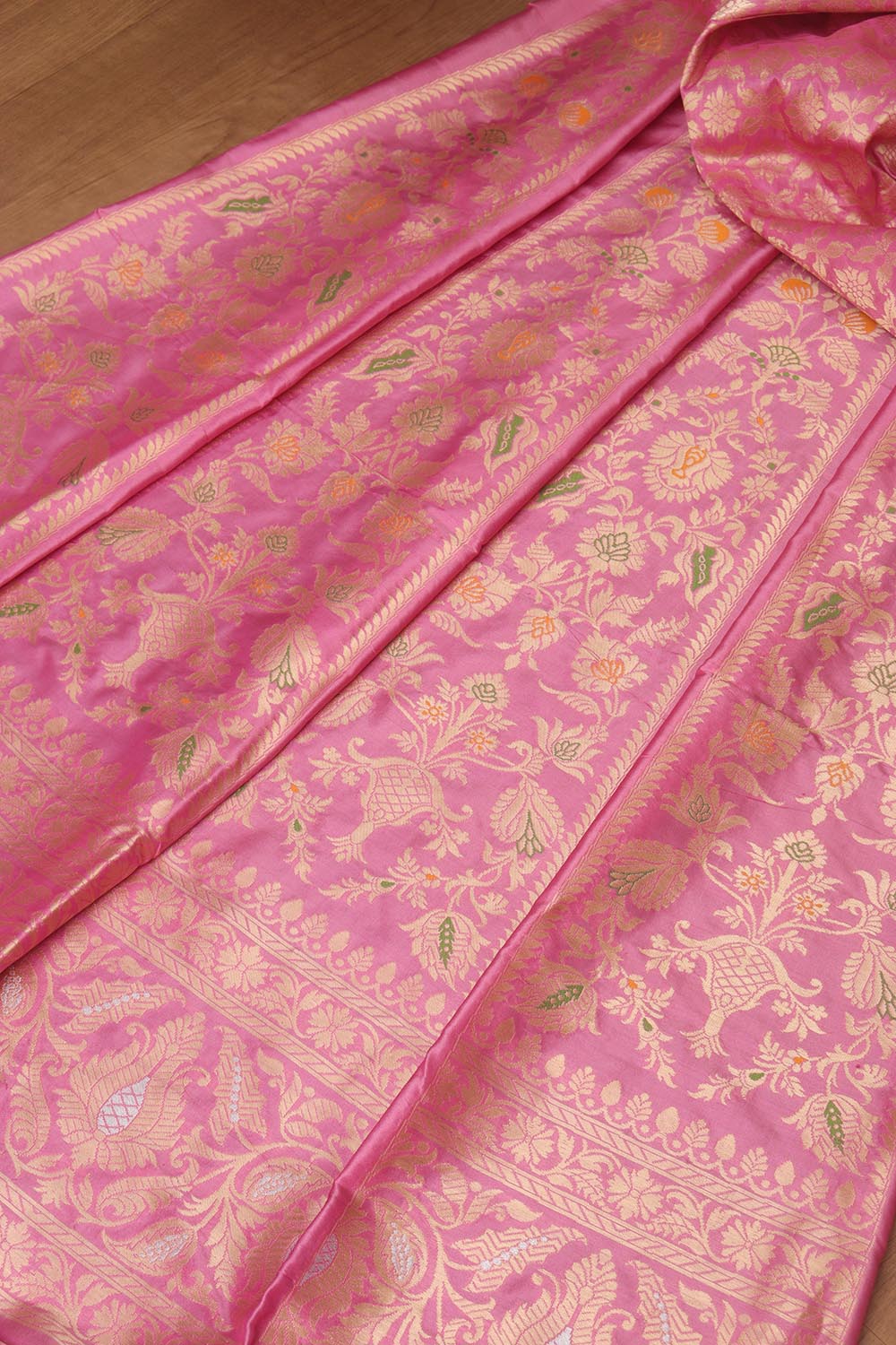 Pink Banarasi Pure Katan Silk Unstitched Lehenga Set - Luxurion World