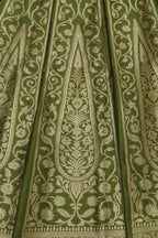 Green Banarasi Pure Katan Silk Unstitched Lehenga Set - Luxurion World