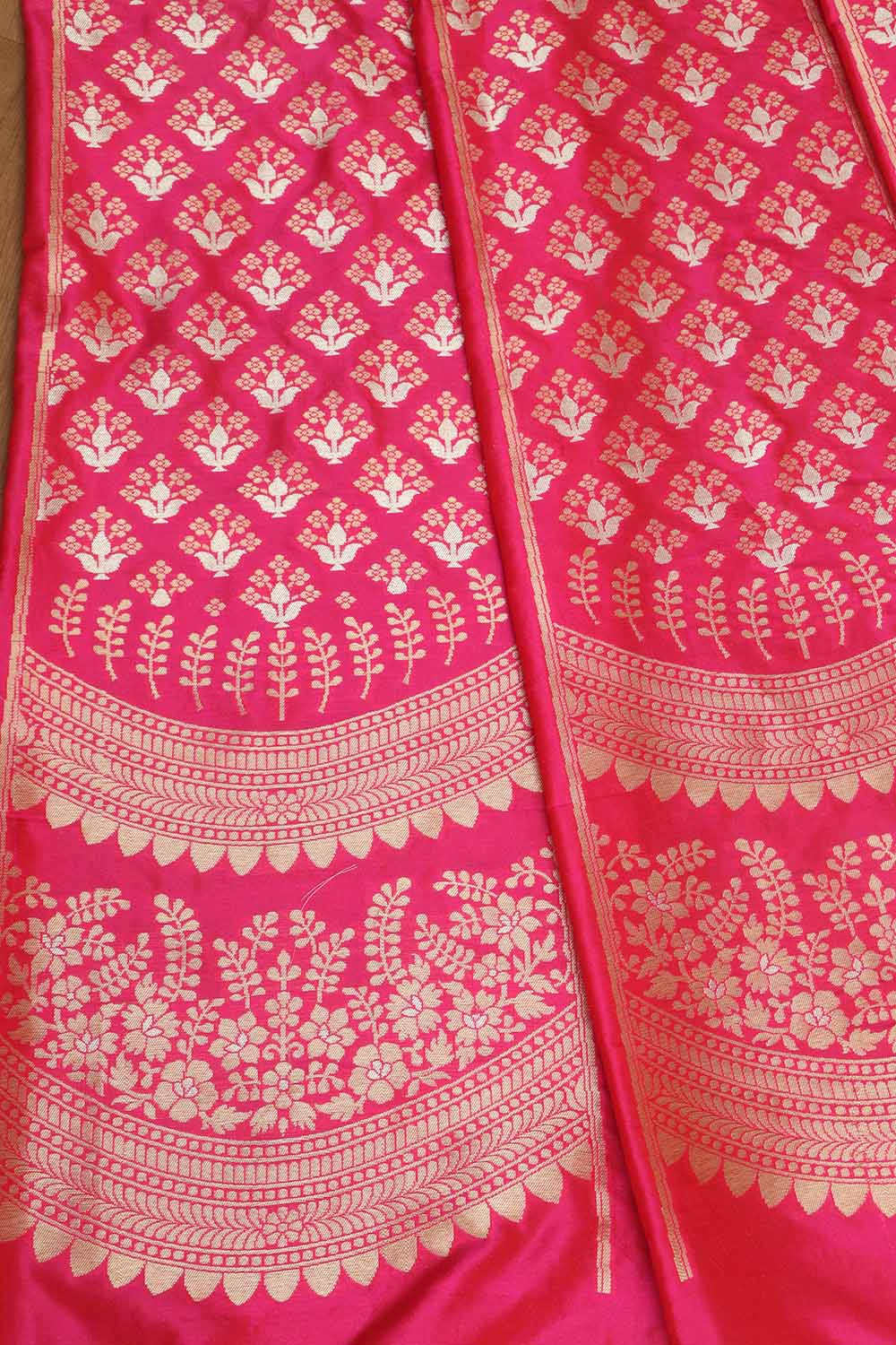 Pink Banarasi Pure Katan Silk Unstitched Lehenga Set - Luxurion World