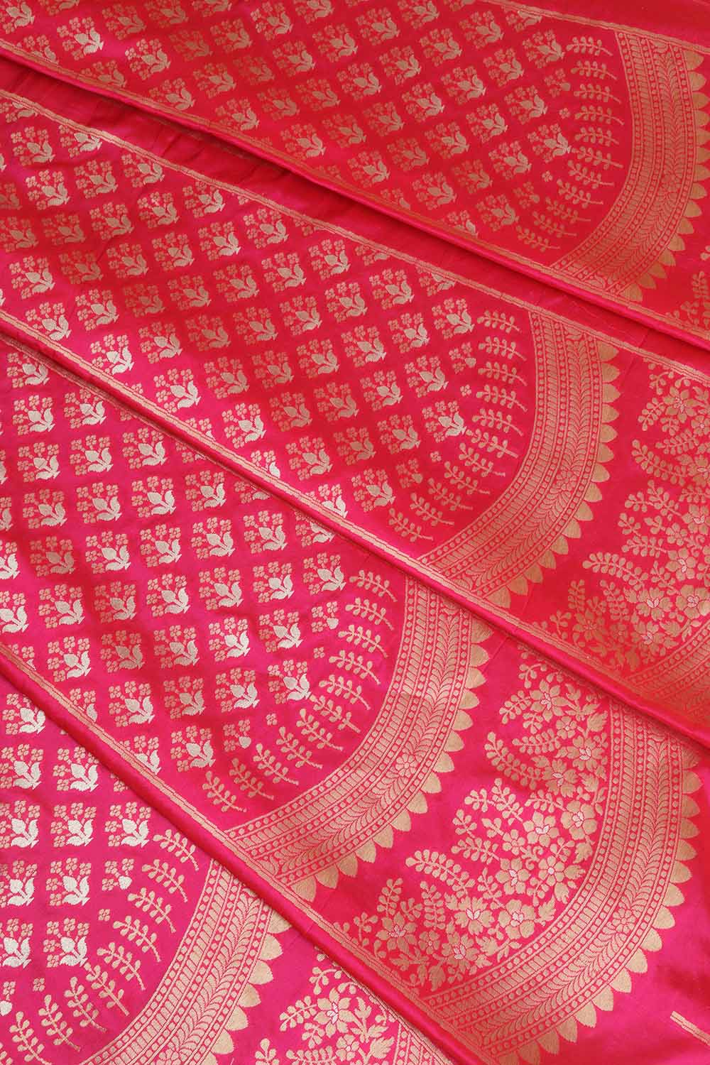 Pink Banarasi Pure Katan Silk Unstitched Lehenga Set - Luxurion World