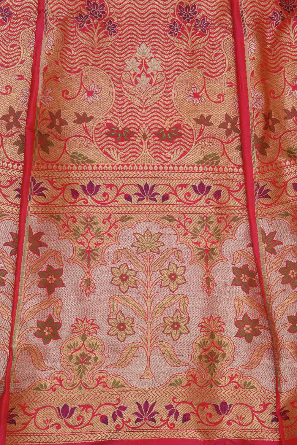 Pink Banarasi Pure Katan Silk Unstitched Lehenga Set - Luxurion World