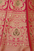 Pink Banarasi Pure Katan Silk Unstitched Lehenga Set - Luxurion World