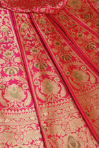 Pink Banarasi Pure Katan Silk Unstitched Lehenga Set - Luxurion World