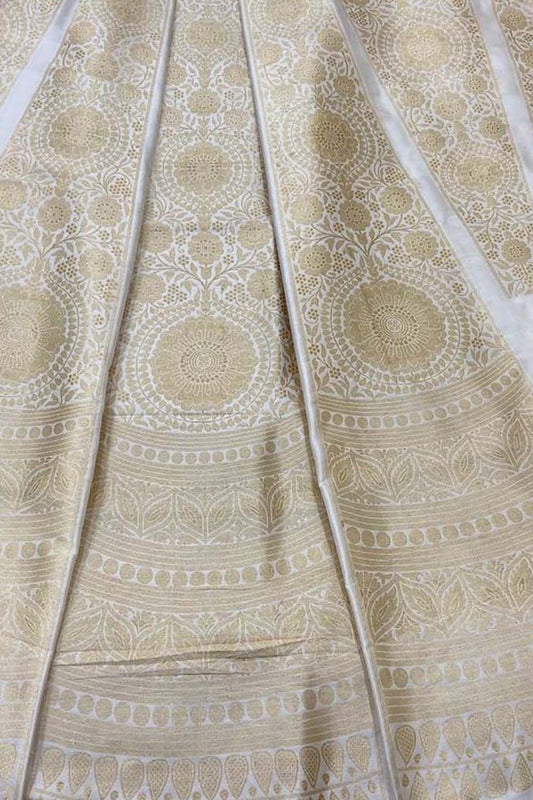 Elegant Off White Banarasi Silk Lehenga Set