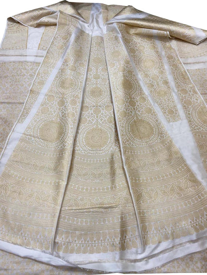 Elegant Off White Banarasi Silk Lehenga Set - Luxurion World