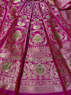 Exquisite Pink Banarasi Silk Lehenga Set - Luxurion World