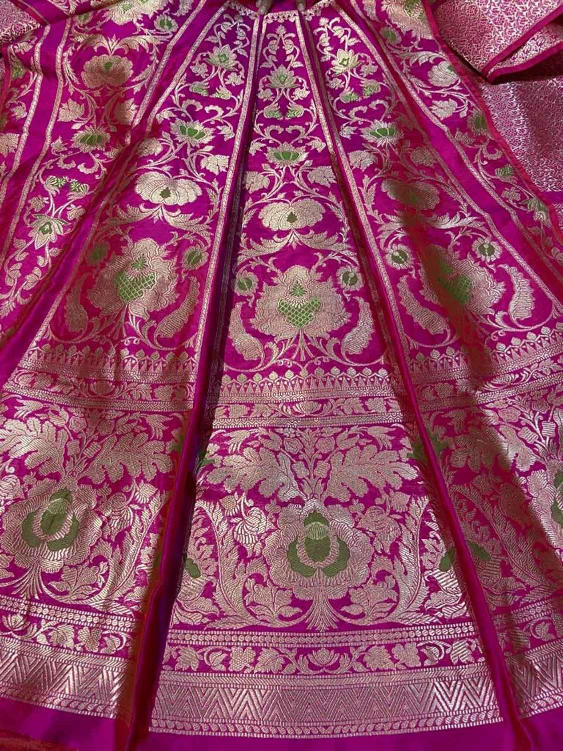 Exquisite Pink Banarasi Silk Lehenga Set - Luxurion World