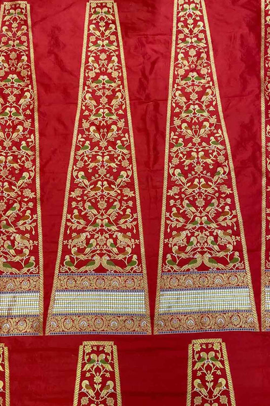 Exquisite Red Banarasi Silk Lehenga Set - Luxurion World
