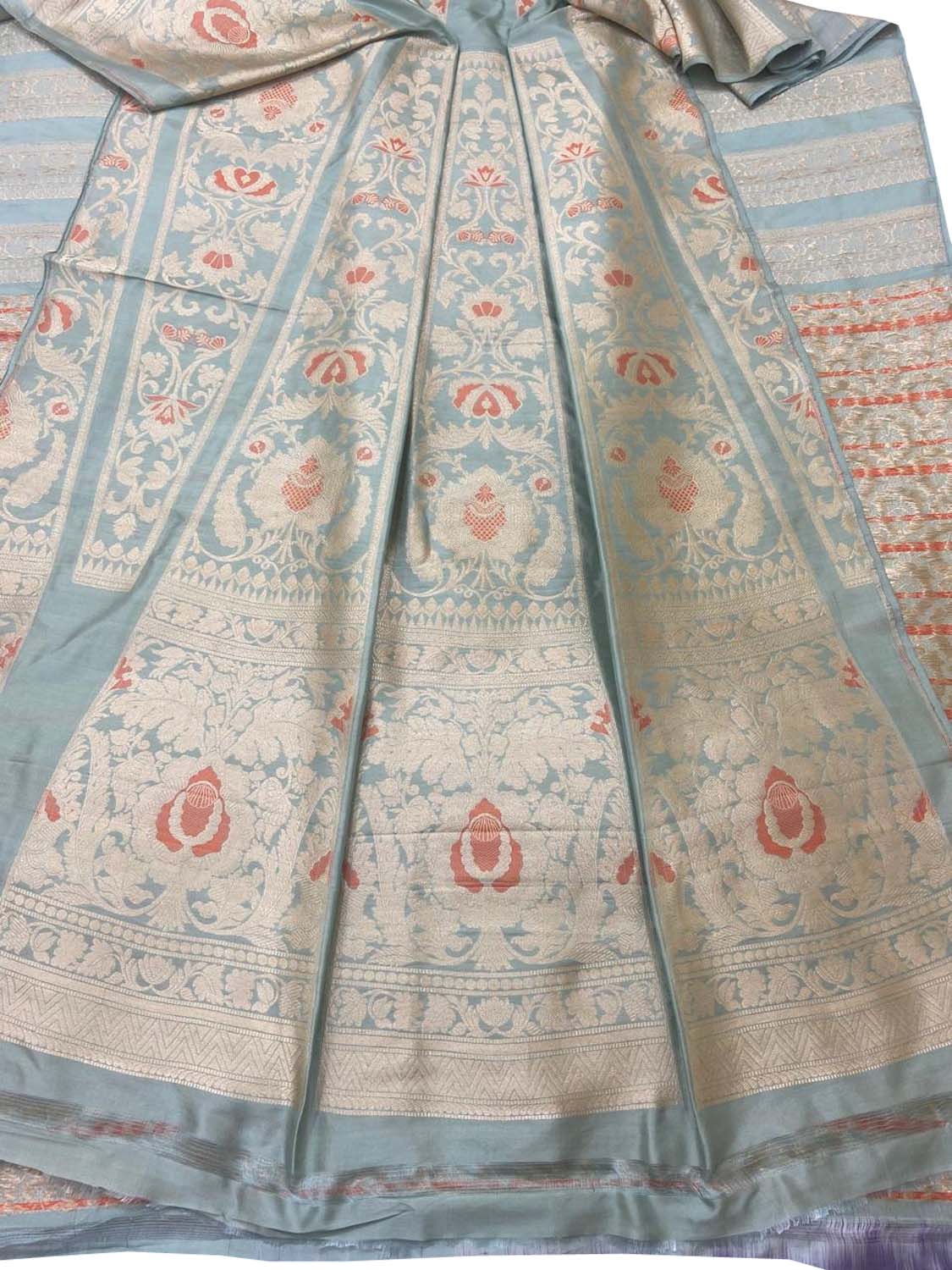 Elegant Grey Banarasi Silk Lehenga Set - Luxurion World
