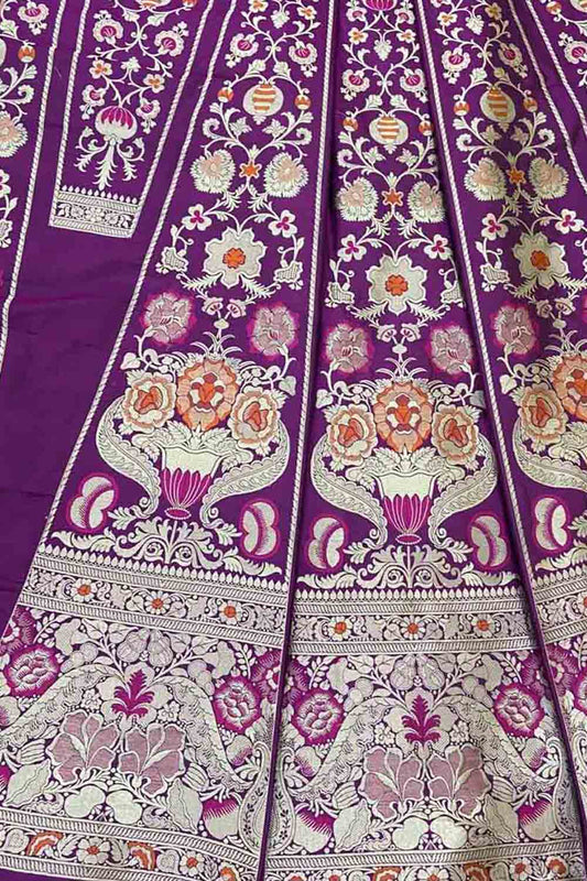 Exquisite Purple Banarasi Silk Lehenga Set - Luxurion World