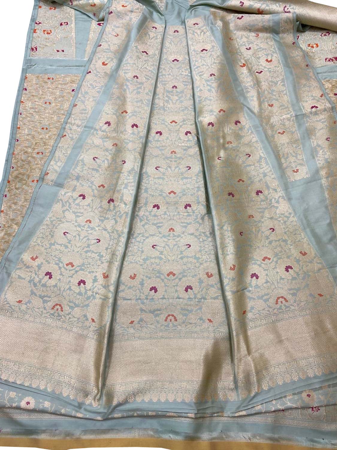 Elegant Blue Banarasi Silk Lehenga Set - Luxurion World