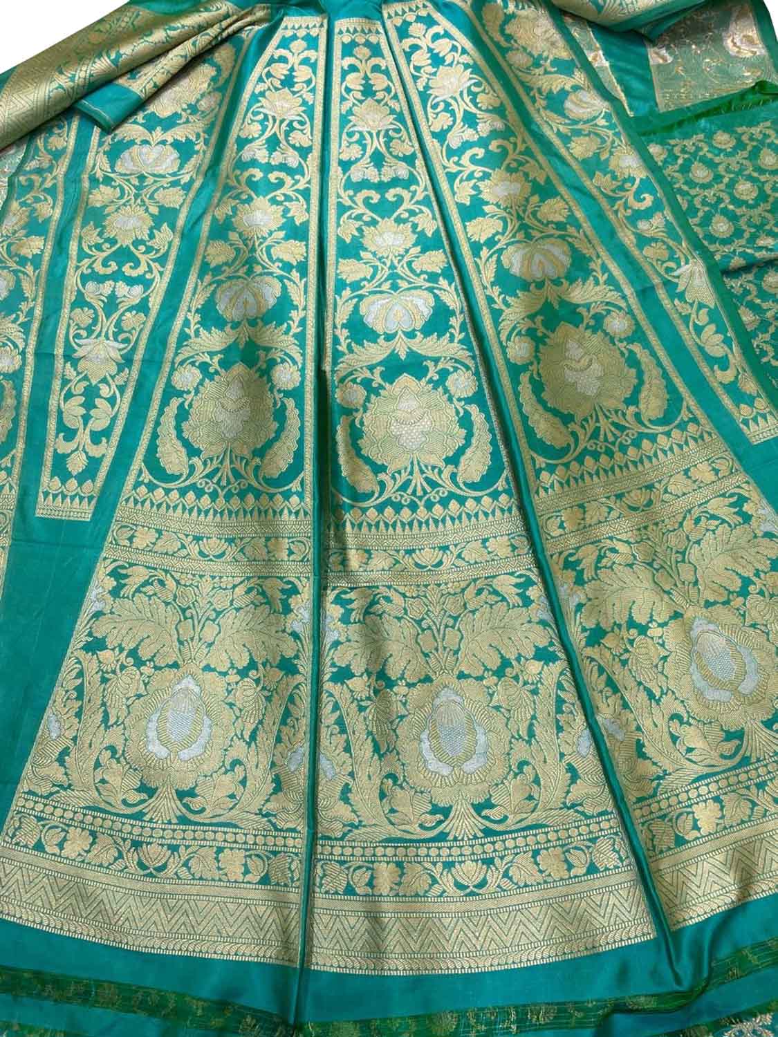 Green Banarasi Pure Katan Silk Lehenga Set - Luxurion World