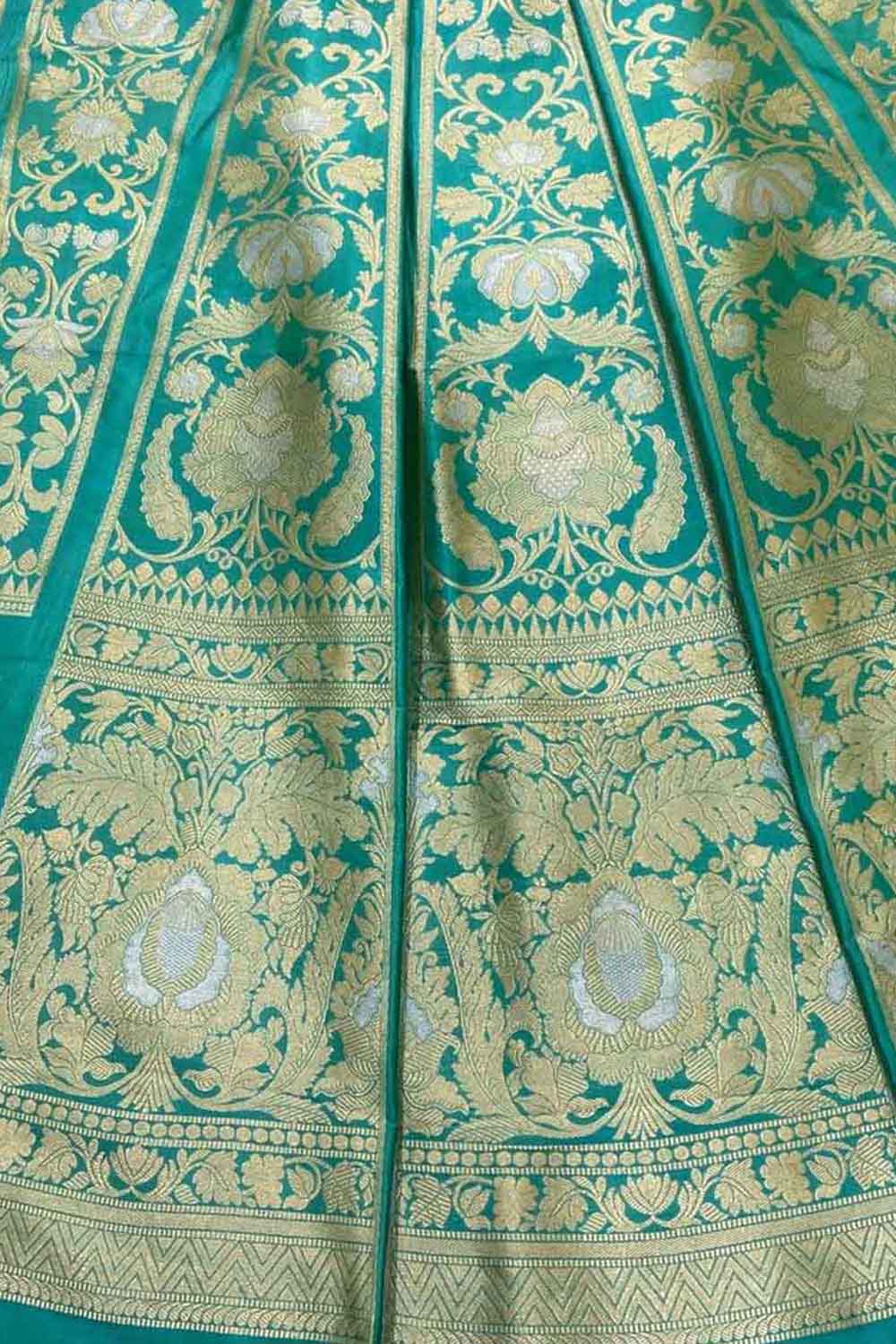 Green Banarasi Pure Katan Silk Lehenga Set - Luxurion World