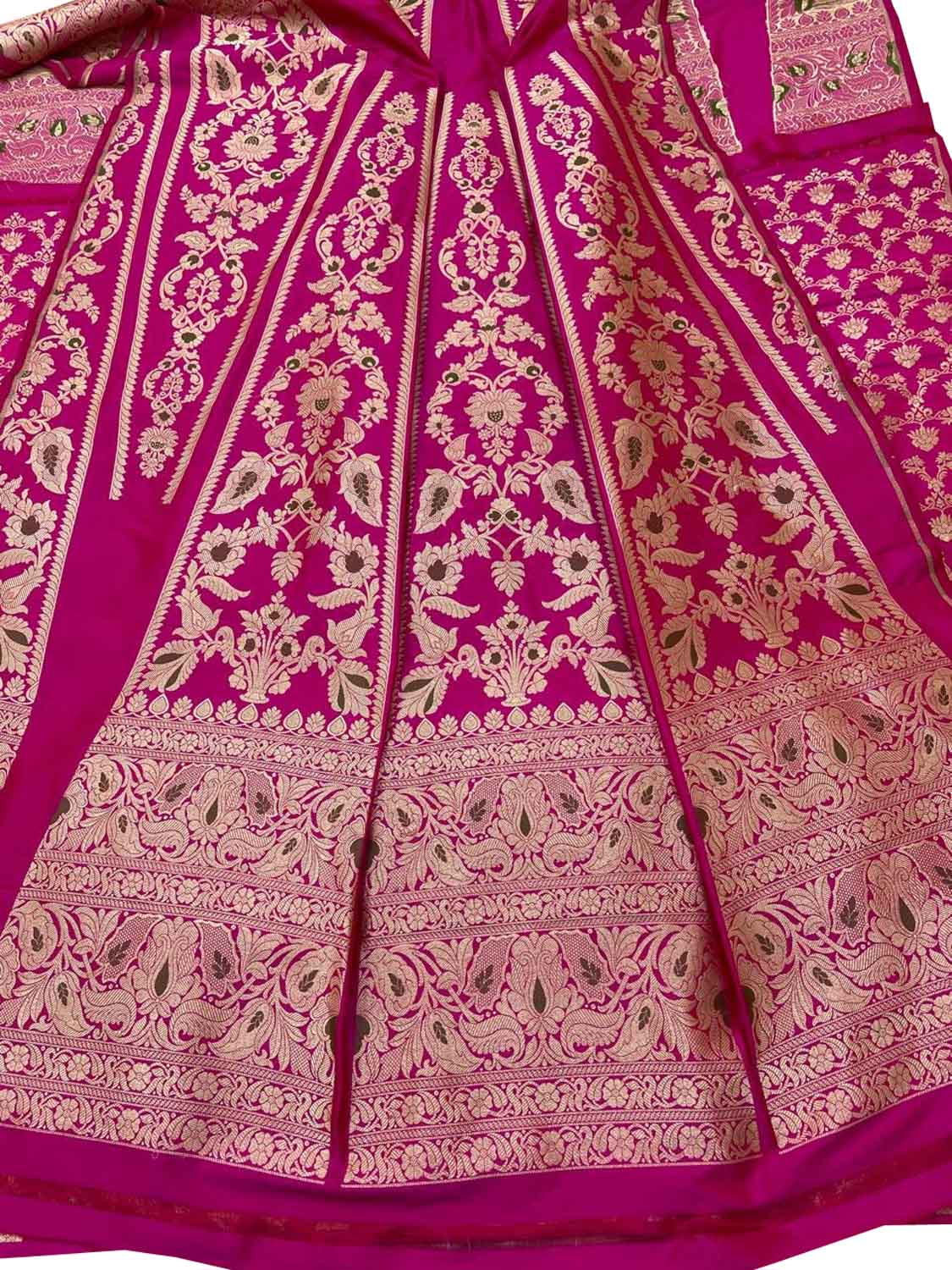 Exquisite Pink Banarasi Silk Lehenga Set - Luxurion World