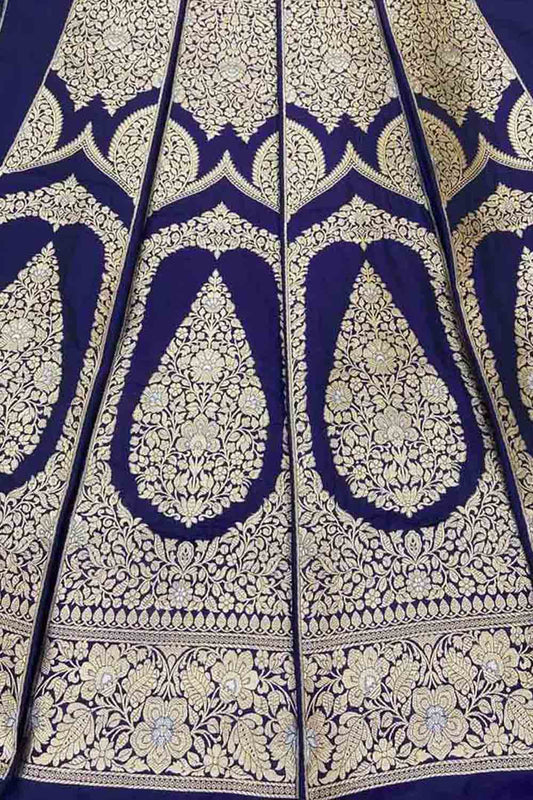 Blue Banarasi Silk Lehenga Set - Pure Elegance - Luxurion World