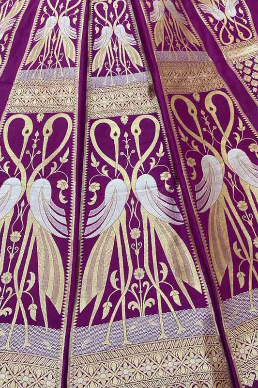 Elegant Purple Banarasi Silk Lehenga Set - Luxurion World