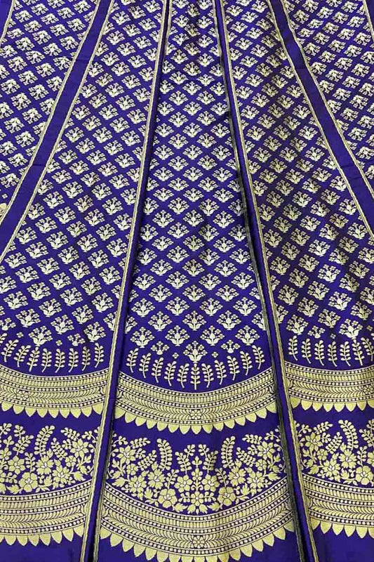 Elegant Blue Banarasi Silk Lehenga Set - Luxurion World