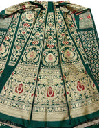 Green Banarasi Pure Katan Silk Lehenga Set - Luxurion World