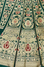 Green Banarasi Pure Katan Silk Lehenga Set - Luxurion World
